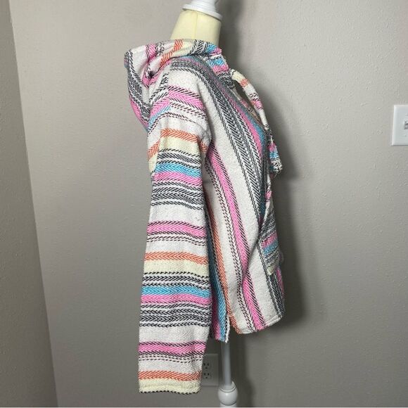 Artesanias Molina Aztec Mexican Striped Pullover Cotton Hoodie Size Medium - Picture 10 of 15